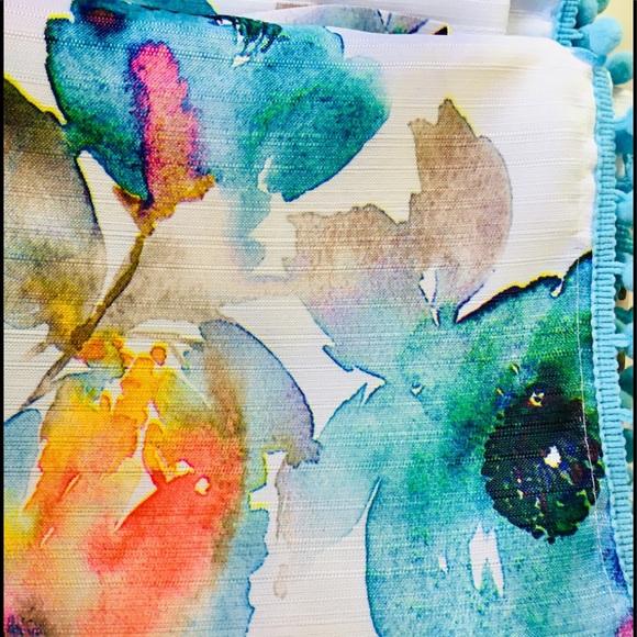 Amarylis Fabric Shower Curtain Pompom Watercolors - Picture 2 of 14